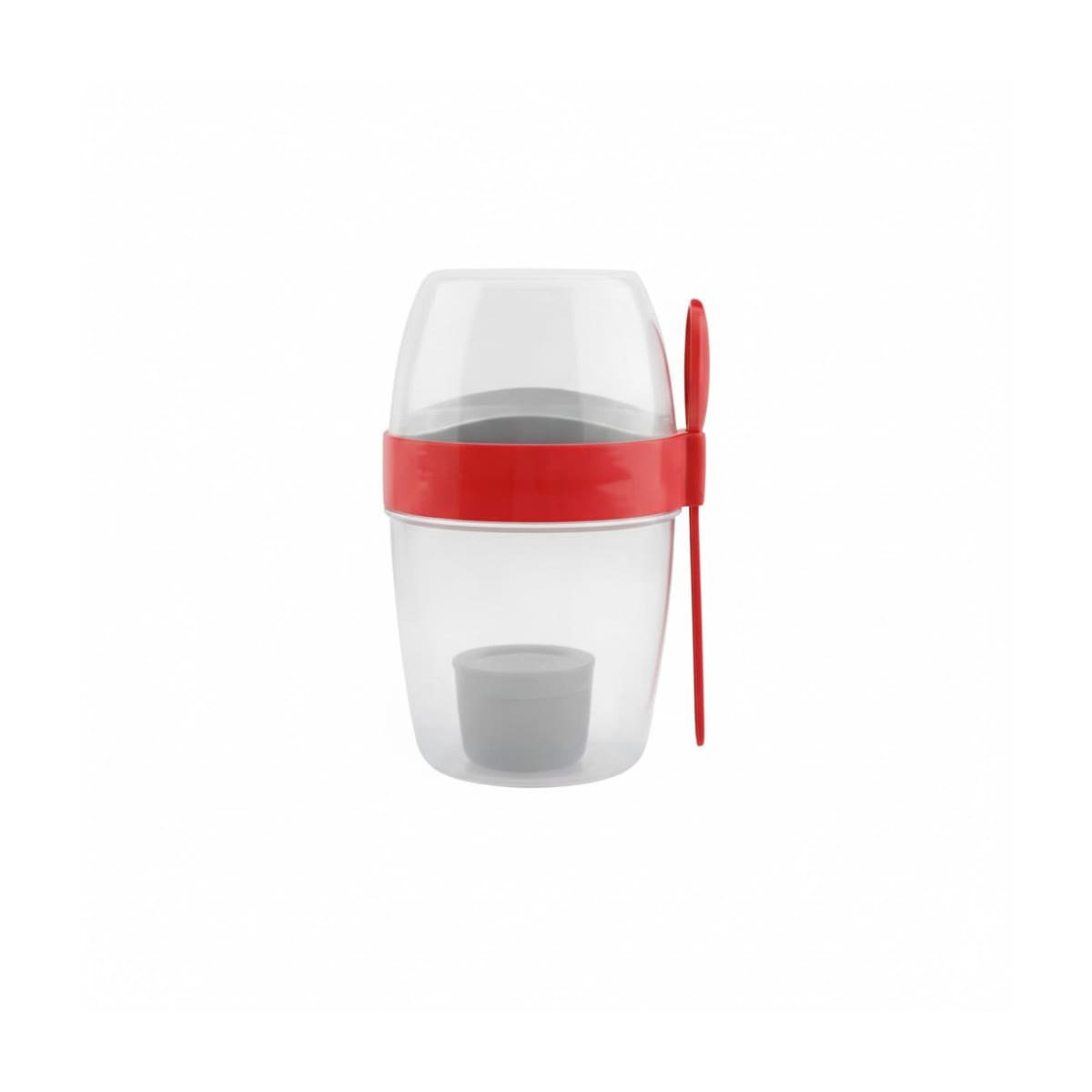 PACK4 VASO YOGUR ROJO CON CUBIERTO REUTILIZABLE PARA SNACKS Y FRUTAS Y+PAPEL REGALO - 3