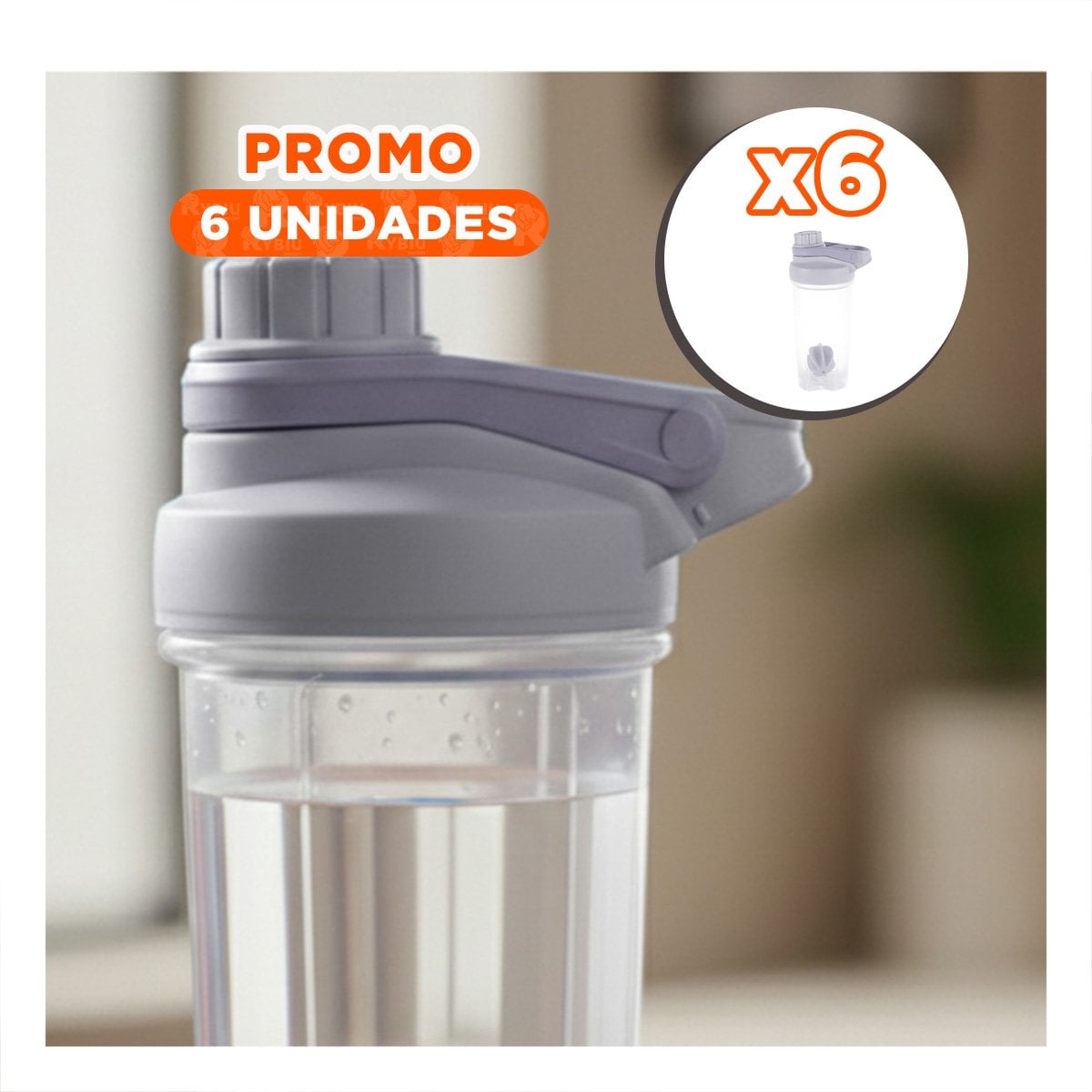PACK6 BOTELLA TOMATODO SHAKER 500ML PLOMO PARA GYM Y BATIDOS NUTRITIVOS Y+REGALO STICKER - 1