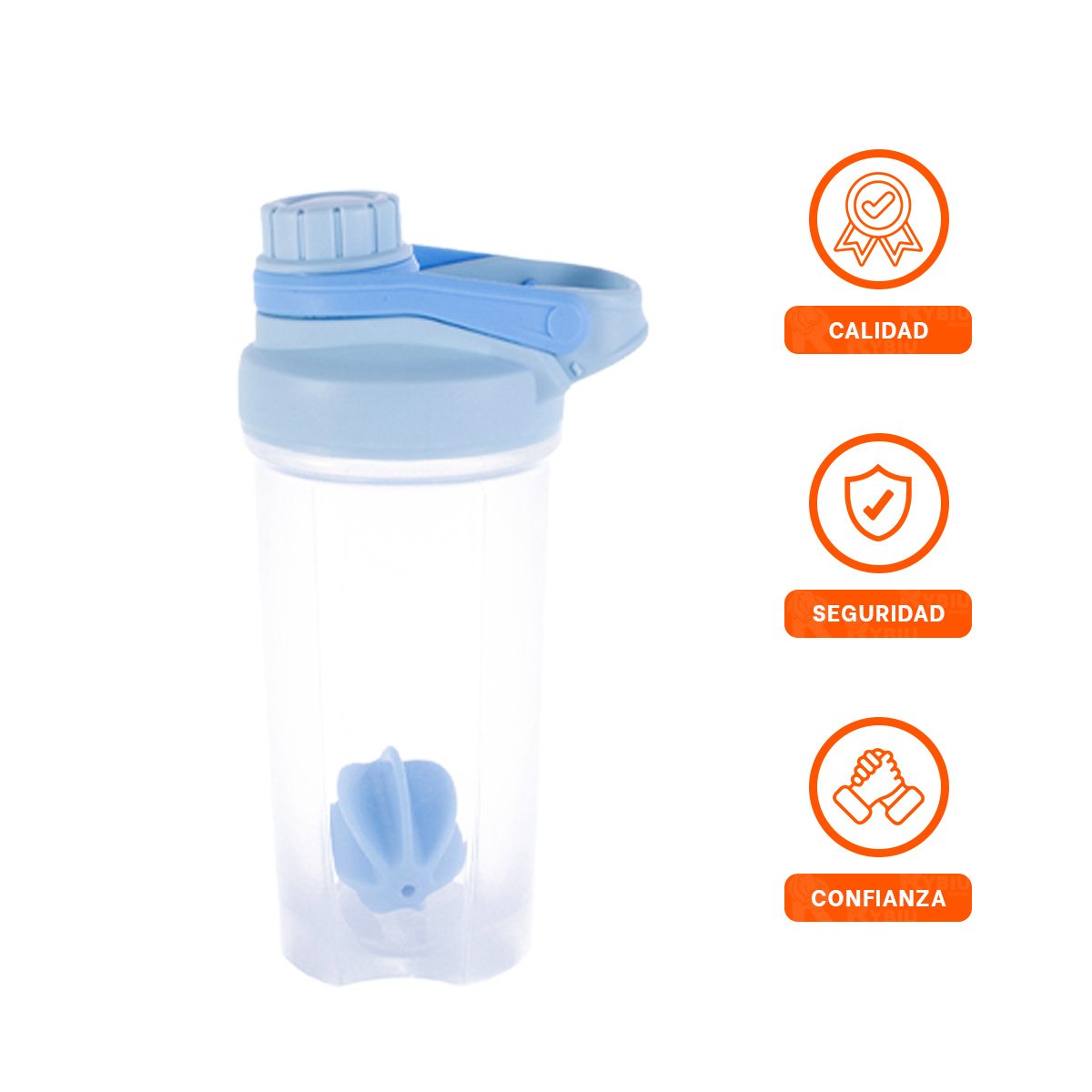 FRASCO TOMATODO SHAKER 500ML CELESTE PARA BEBIDAS Y LICUADOS SALUDABLES - 3