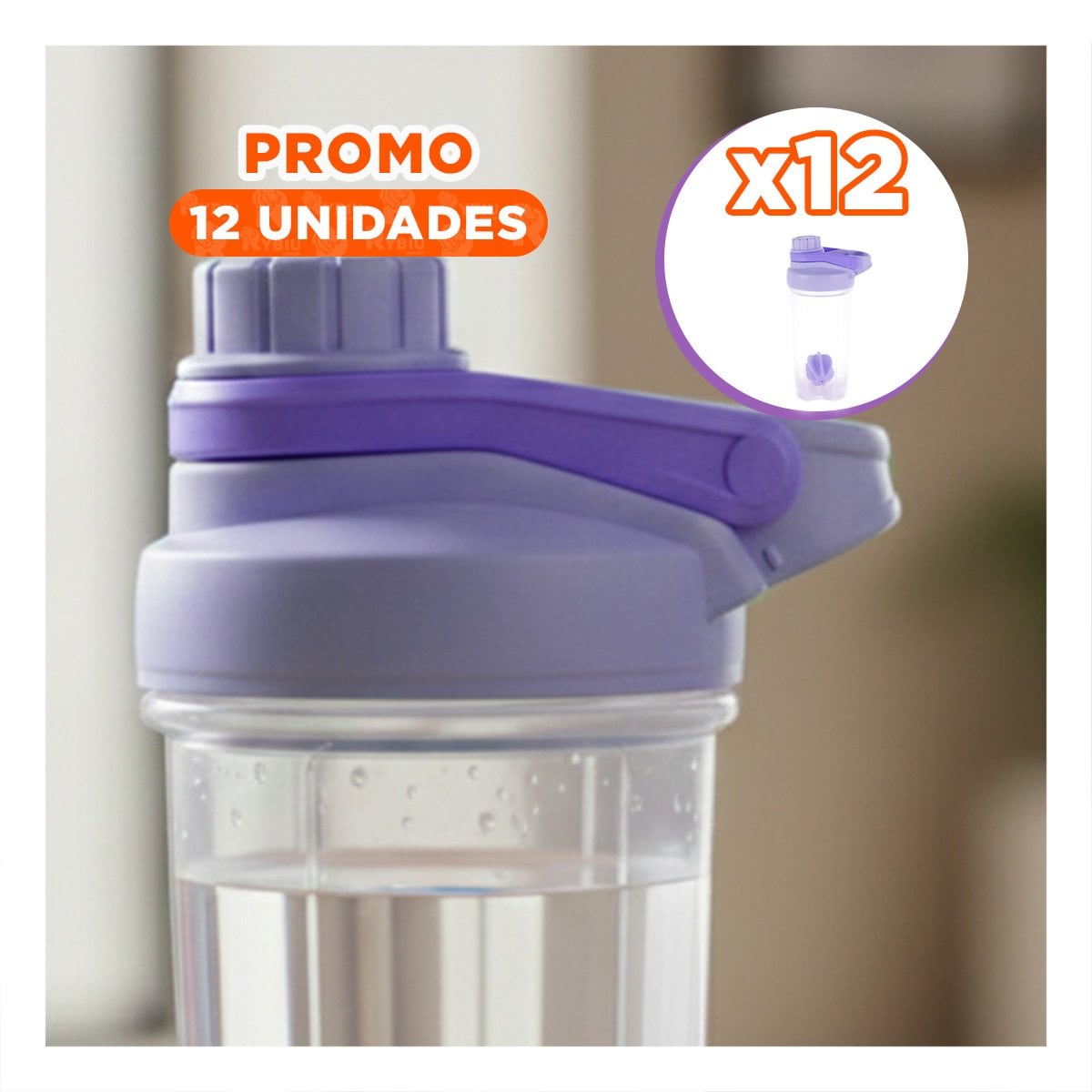 PACK12 VASO TOMATODO SHAKER 500ML LILA REUTILIZABLE PARA AGUA Y LICUADOS - 1