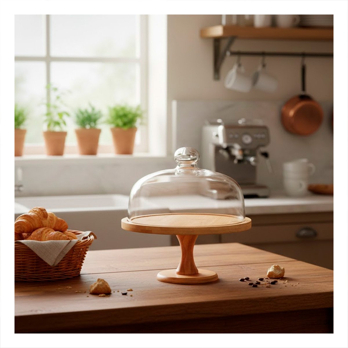 PACK2 PLATAFORMA MADERA CON CUPULA DE VIDRIO 30CM TRANSPARENTE PARA HOGAR Y DECORACION - 3