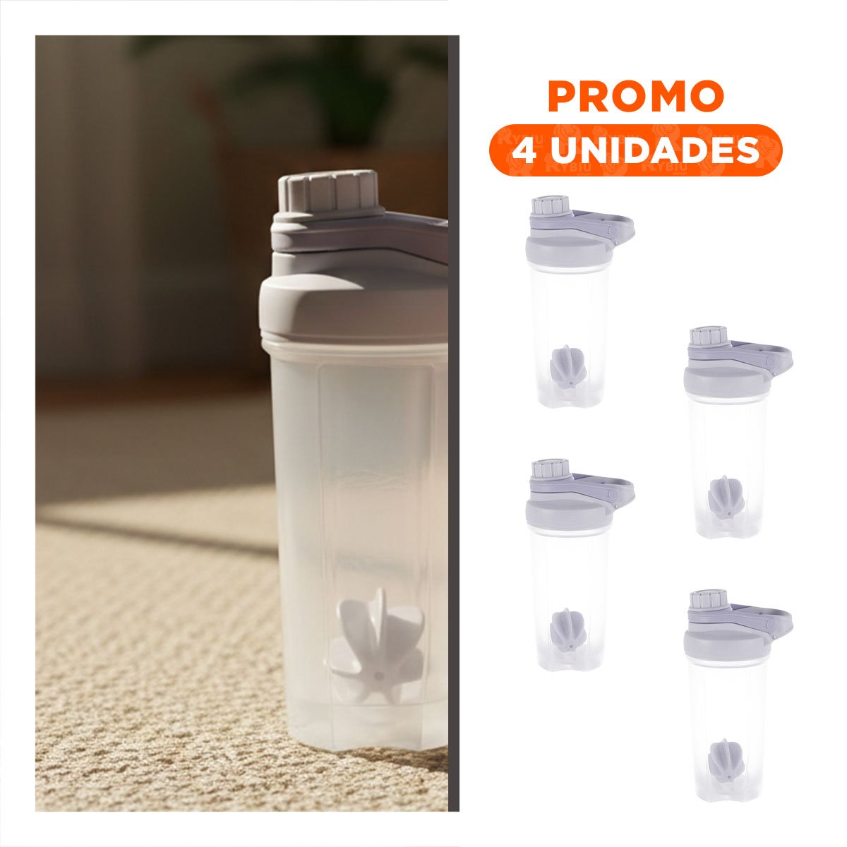 PACK4 FRASCO TOMATODO SHAKER 500ML PLOMO FÁCIL DE USAR PARA BATIDOS HOGAR Y+REGALO STICKER - 1