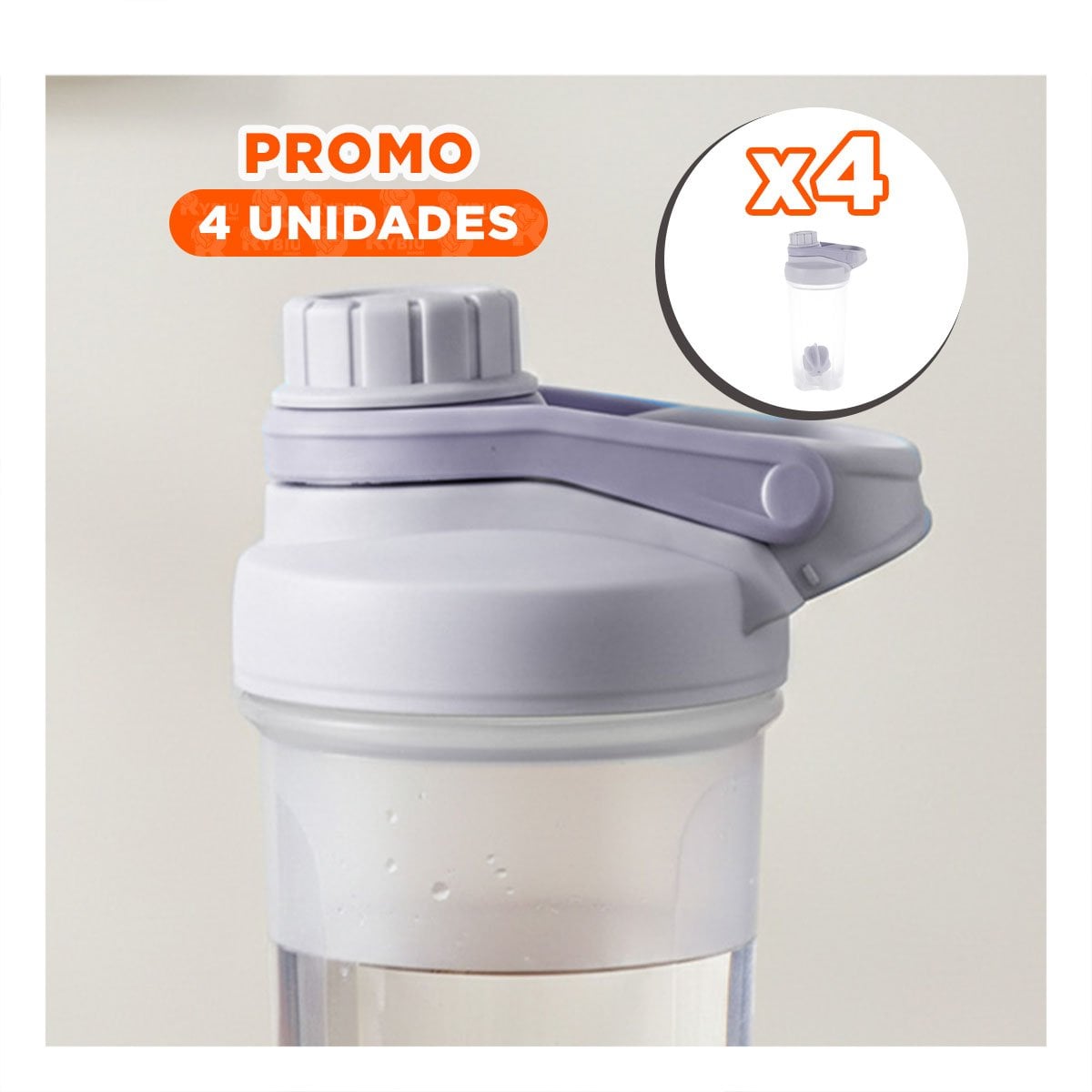PACK4 BOTELLA TOMATODO SHAKER 500ML PLOMO PORTÁTIL PARA AGUA Y DEPORTE - 1