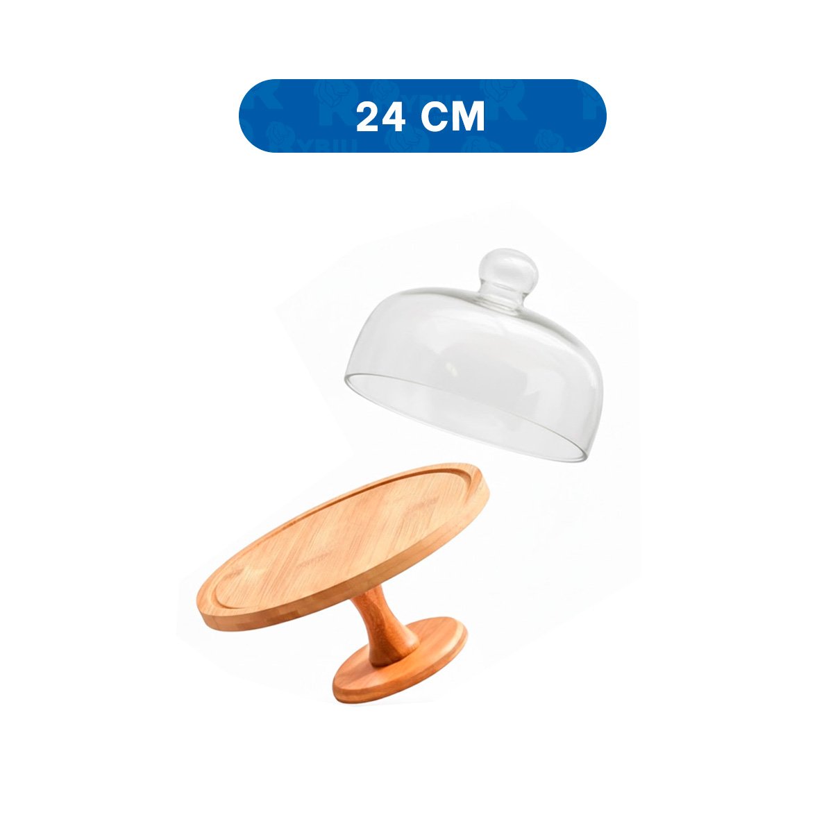 SOPORTE MADERA CON CUPULA DE VIDRIO 30CM TRANSPARENTE PARA EVENTOS Y MESA Y+LIGAS REGALO - 4