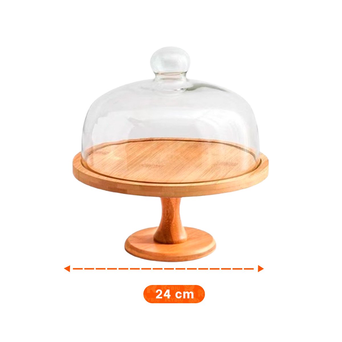 PEDESTAL DE MADERA CON CUPULA DE VIDRIO 30CM TRANSPARENTE PARA EXHIBICION Y+REGALO STICKER - 4