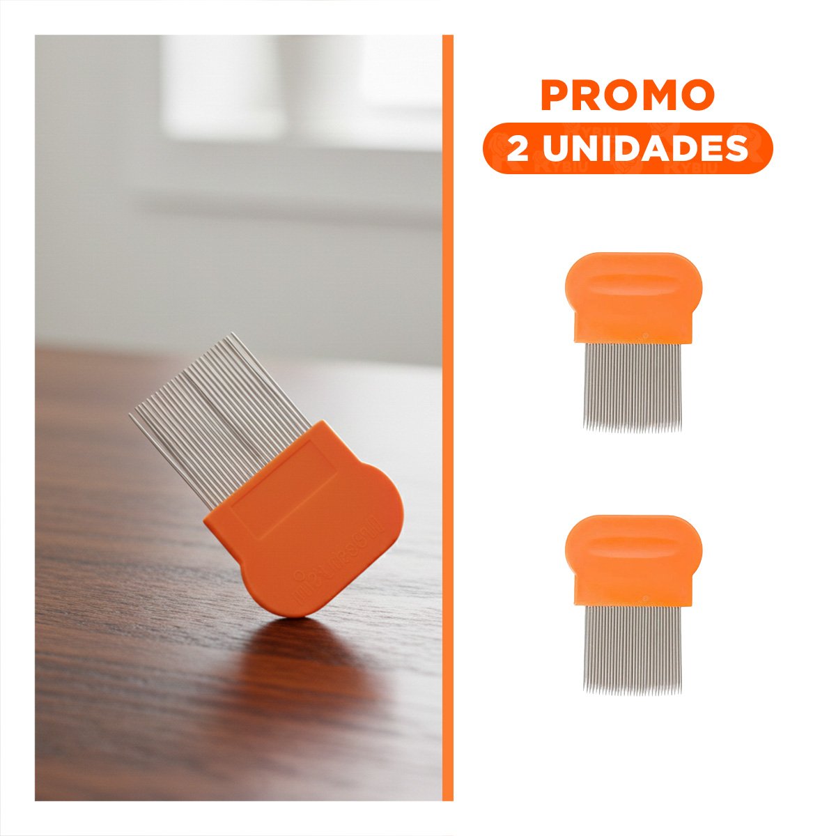 PACK2 HERRAMIENTA CLASICA NARANJA PARA PIOJOS Y LIENDRES RESISTENTE EN HOGAR - 1