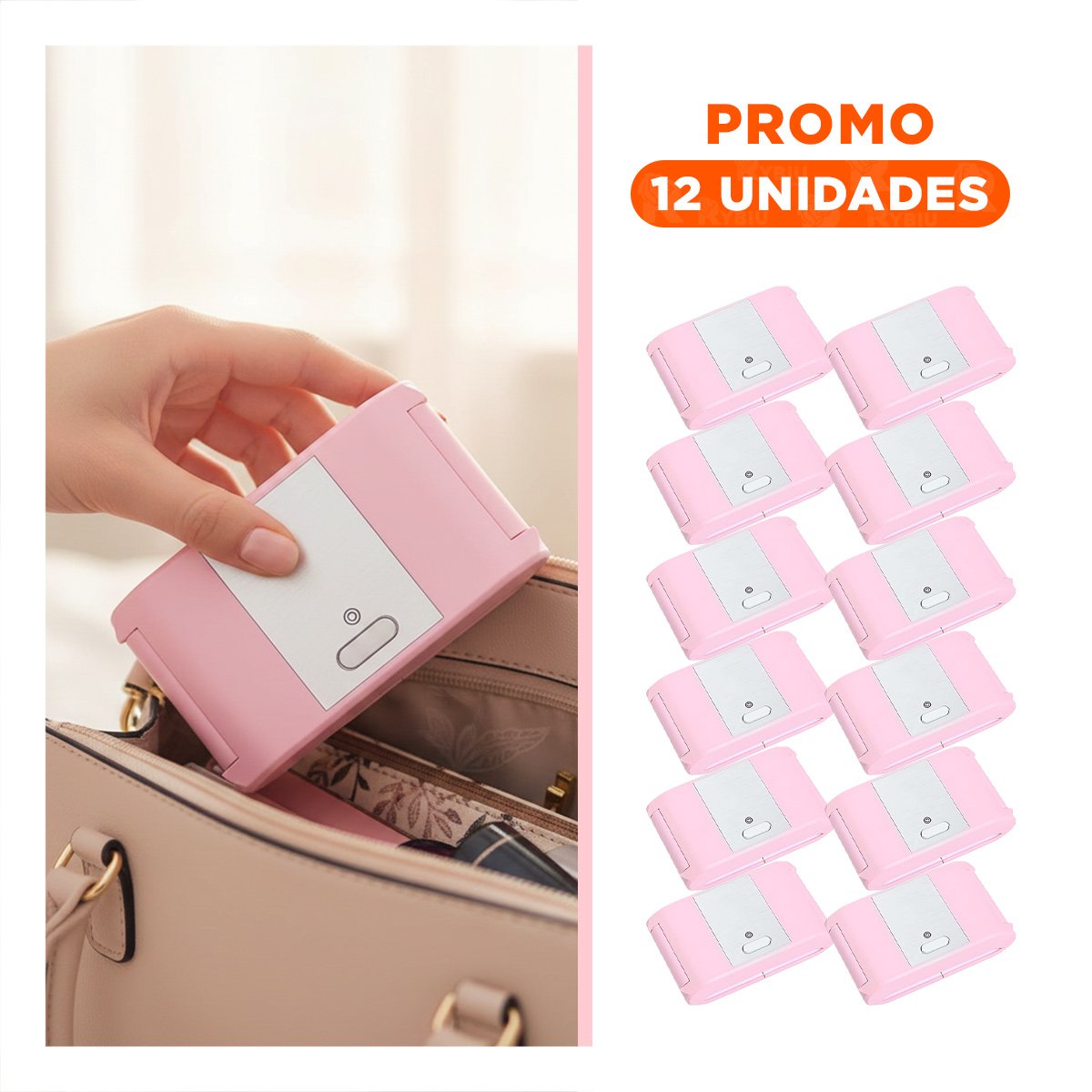 PACK12 LUMINARIA PARA UÑAS PORTATIL ROSADO MODERNA Y PEQUENA PARA SECADO Y+REGALO STICKER - 1