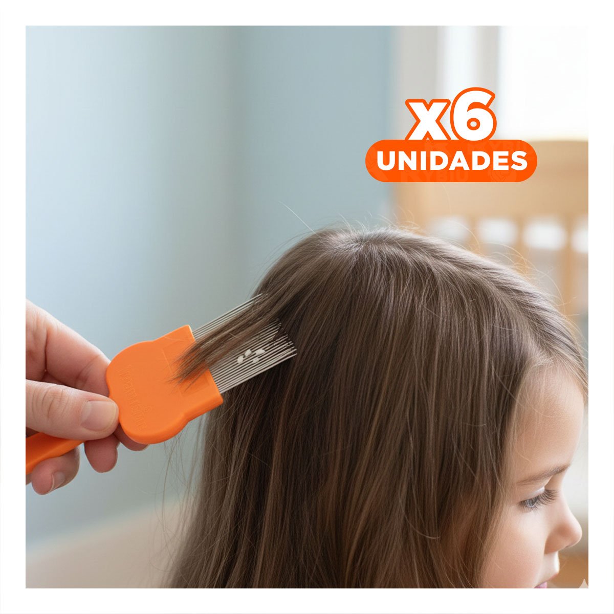 PACK6 PEINETA PARA PIOJOS Y LIENDRES NARANJA FINA Y DURADERA PARA HOGAR Y+REGALO STICKER - 1