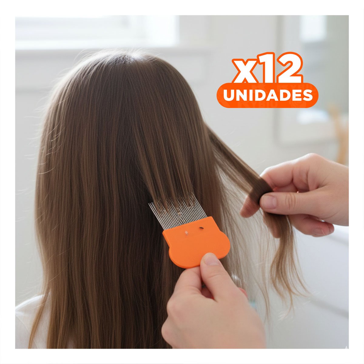 PACK12 PEINETA FINA NARANJA PARA PIOJOS Y LIENDRES PRACTICA Y RESISTENTE - 1