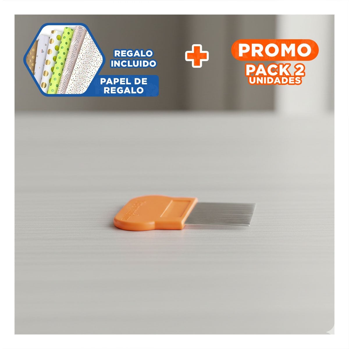 PACK2 HERRAMIENTA COMPACTA NARANJA PARA PIOJOS Y LIENDRES FACIL DE USAR Y+PAPEL REGALO - 1