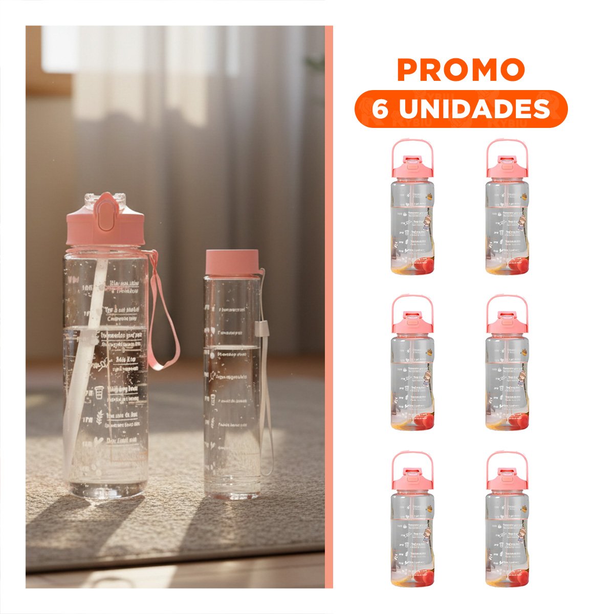 PACK6 COPA TRIO TRANSPARENTE ROSADO LIGERA Y COMODA PARA TRANSPORTAR BEBIDAS - 1