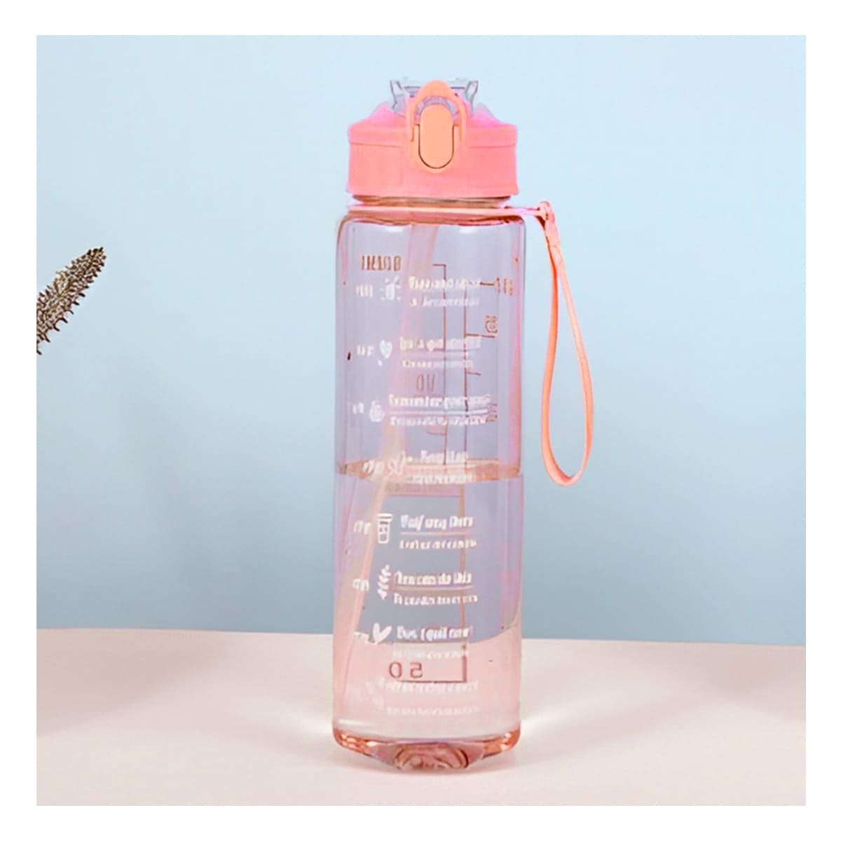 BOTELLA TRIO TRANSPARENTE ROSADO LIGERA Y COMODA PARA TRANSPORTAR BEBIDAS Y+LIGAS REGALO - 1