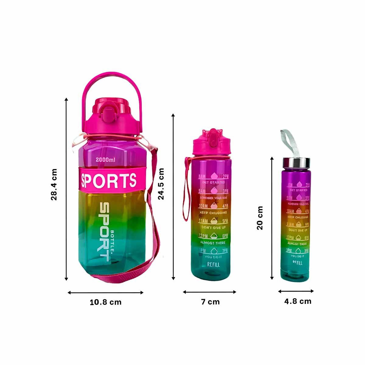 PACK6 JARRA TRIO TRANSPARENTE FUCSIA AMARILLO Y VERDE MANTIENE BEBIDAS Y+REGALO STICKER - 4
