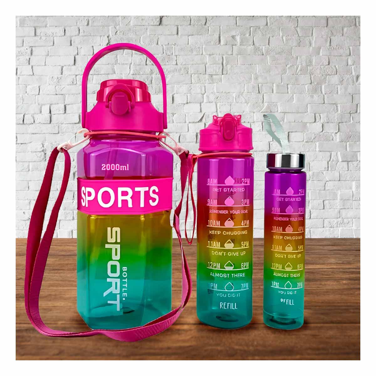 PACK2 RECIPIENTE TRIO TRANSPARENTE FUCSIA AMARILLO Y VERDE RESISTENTE Y FACIL LIMPIAR - 5