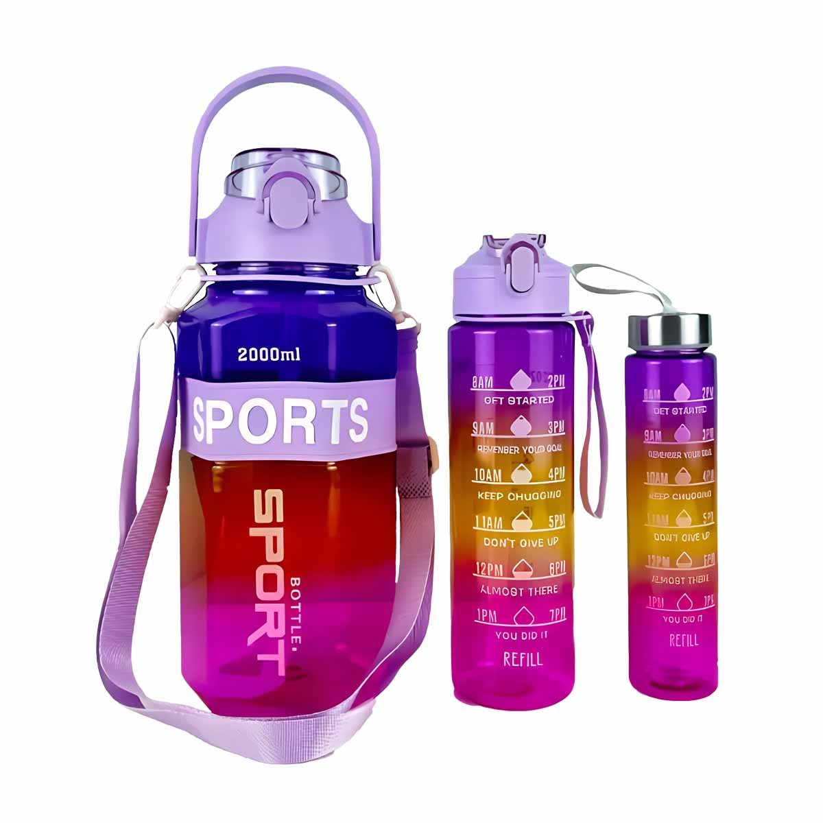 PACK2 RECIPIENTE TRIO TRANSPARENTE MORADO ROJO Y FUCSIA DOBLE PARED CONSERVA Y+REGALO STICKER - 2