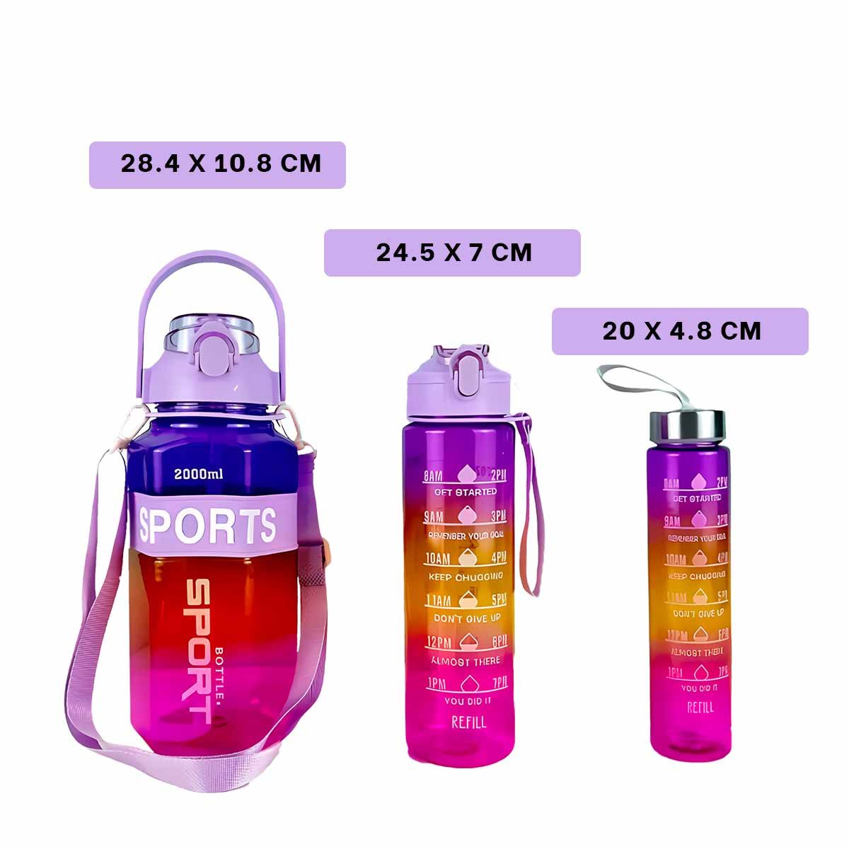 PACK2 RECIPIENTE TRIO TRANSPARENTE MORADO ROJO Y FUCSIA DOBLE PARED CONSERVA Y+REGALO STICKER - 4