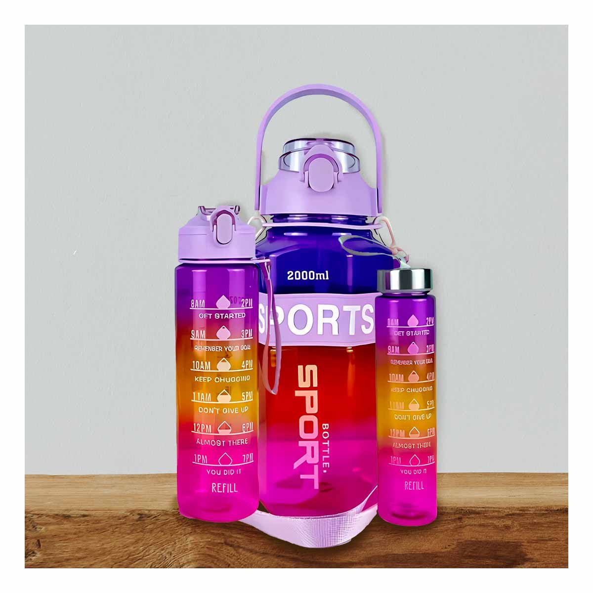 PACK2 RECIPIENTE TRIO TRANSPARENTE MORADO ROJO Y FUCSIA DOBLE PARED CONSERVA Y+REGALO STICKER - 5