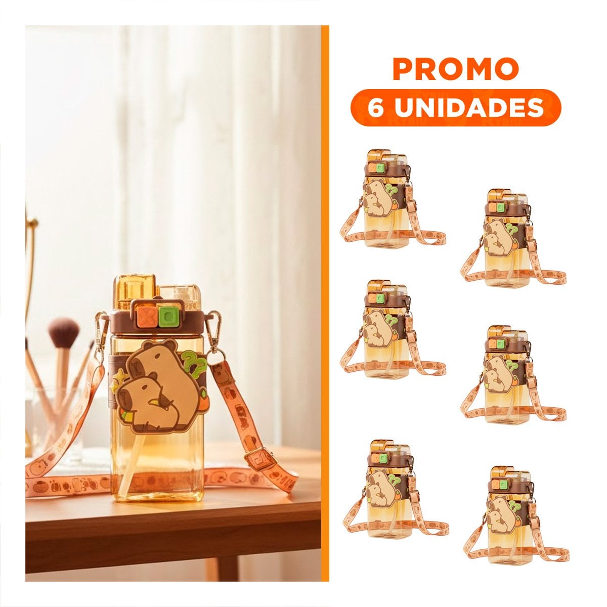 PACK6 COPA DOBLE CHUPON CON CORREA MARRON RESISTENTE Y FACIL DE LIMPIAR - 1
