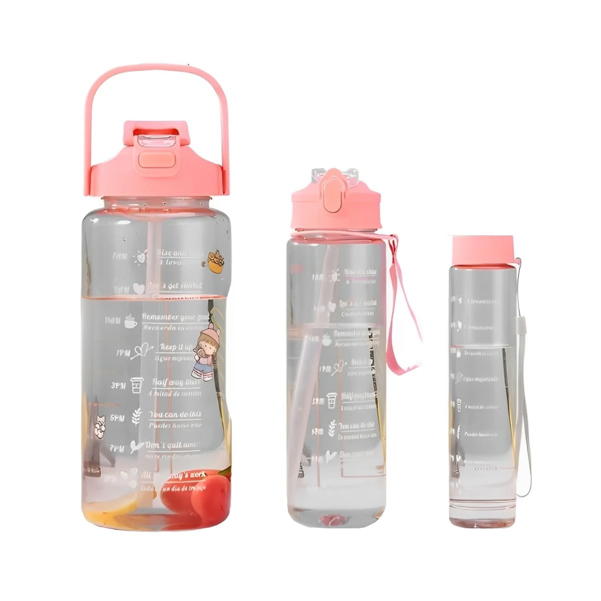PACK2 RECIPIENTE TRIO TRANSPARENTE ROSADO DOBLE PARED CONSERVA TEMPERATURA Y+REGALO STICKER - 2