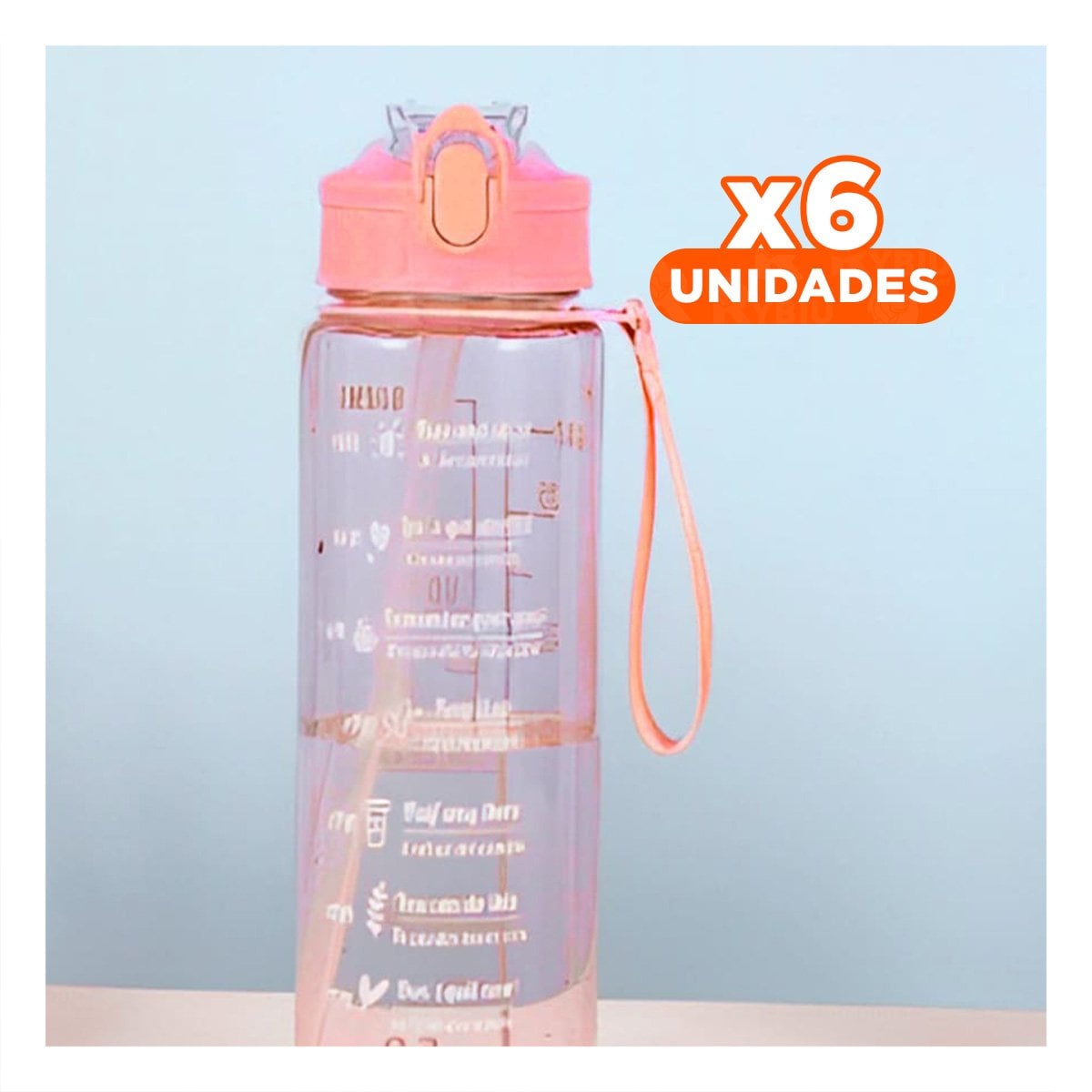 PACK6 JARRA TRIO TRANSPARENTE ROSADO MANTIENE BEBIDAS FRIAS Y CALIENTES Y+REGALO STICKER - 1