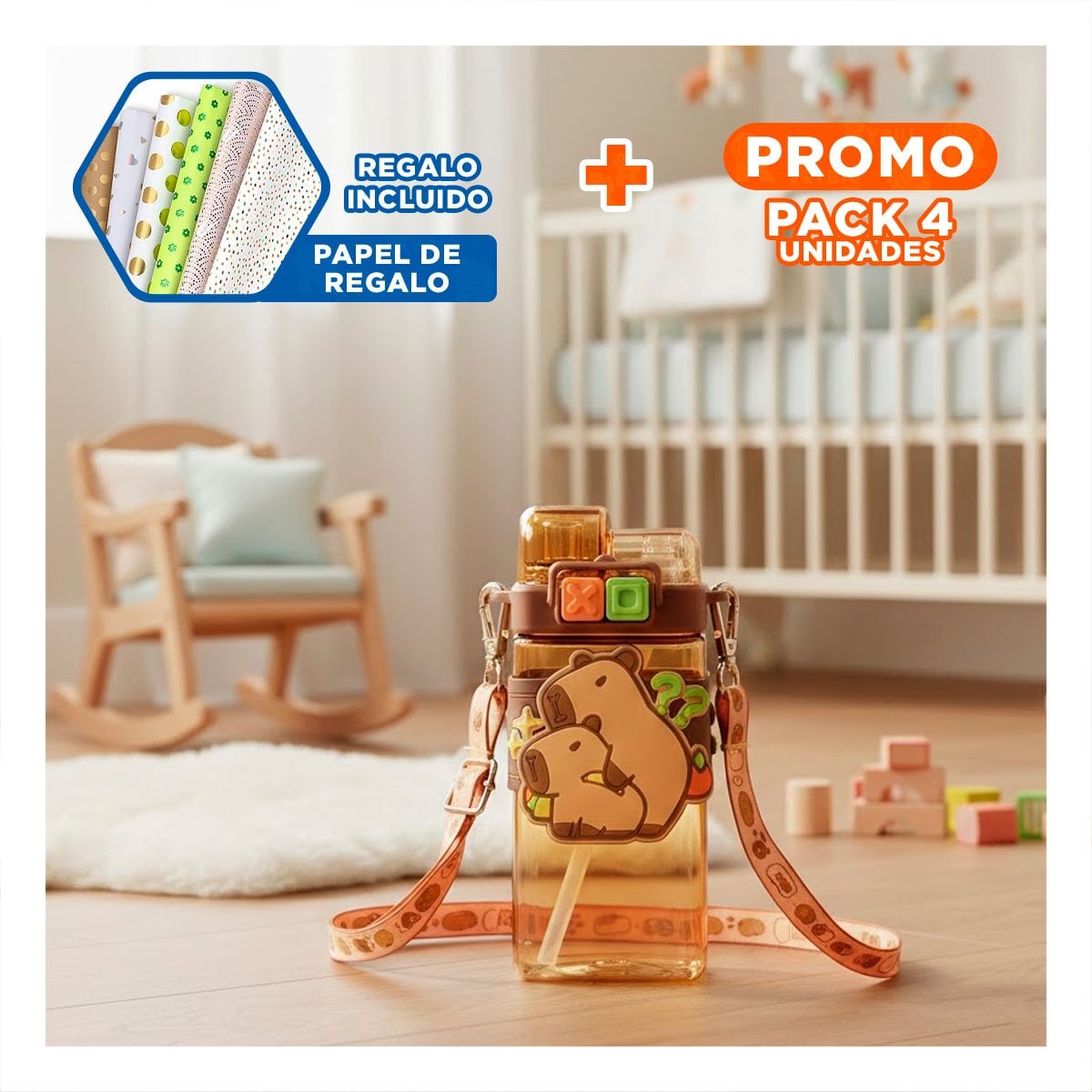 PACK4 COPA DOBLE CHUPON CON CORREA MARRON LIGERA Y COMODA TRANSPORTAR Y+PAPEL REGALO - 1