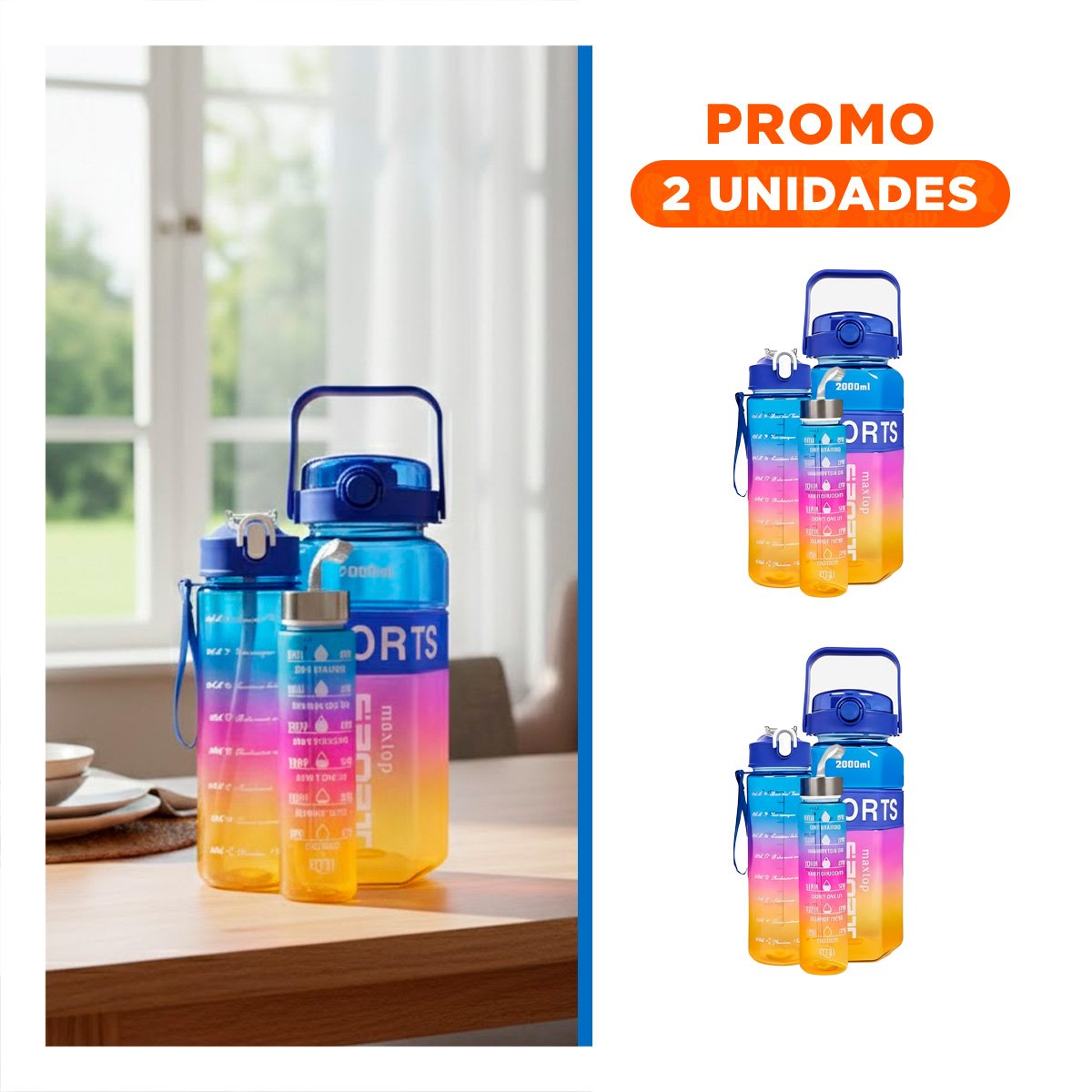 PACK2 RECIPIENTE TRIO TRANSPARENTE AZUL FUCSIA Y AMARILLO RESISTENTE Y FACIL LIMPIAR CASA - 1