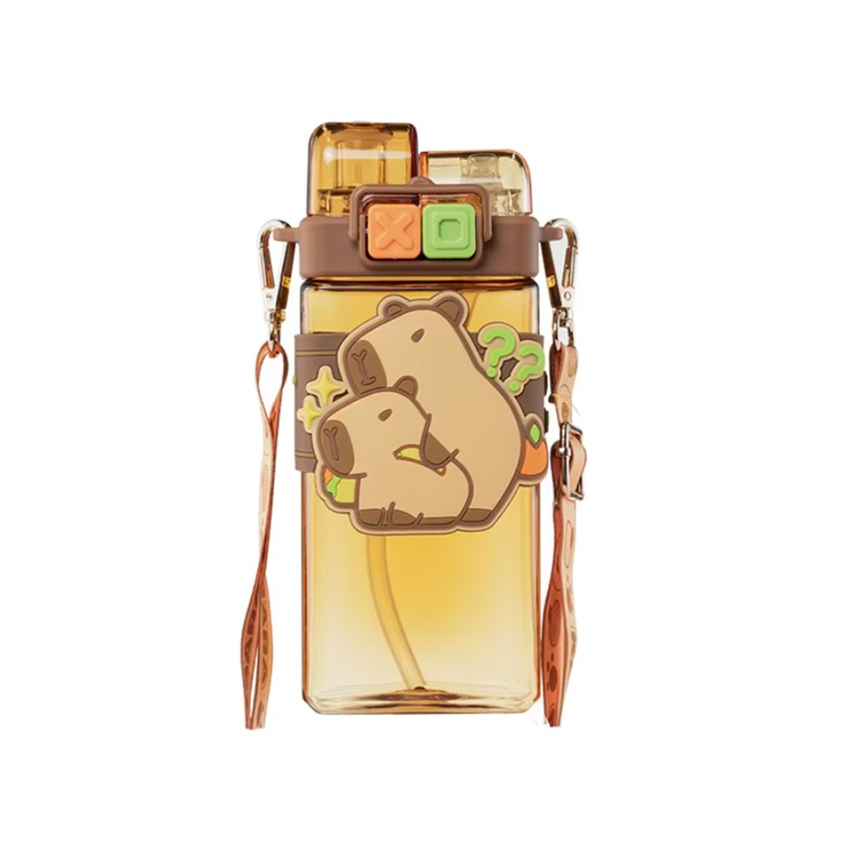 BOTELLA DOBLE CHUPON CON CORREA MARRON LIGERA Y COMODA TRANSPORTAR Y+PAPEL REGALO - 1