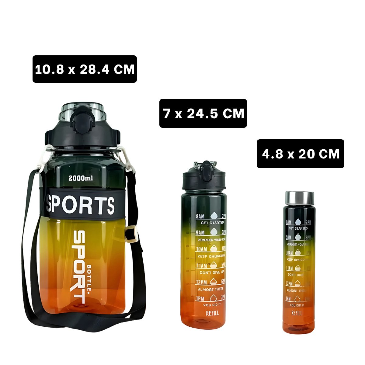 BOTELLA TRIO TRANSPARENTE NEGRO AMARILLO Y NARANJA DOBLE PARED CONSERVA Y+POST IT - 4