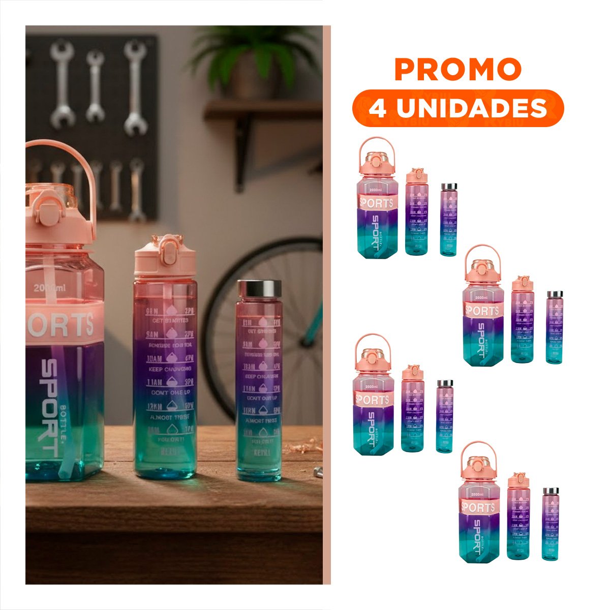 PACK4 COPA TRIO TRANSPARENTE ROSADO CLARO MORADO Y VERDE RESISTENTE Y FACIL Y+REGALO STICKER - 1