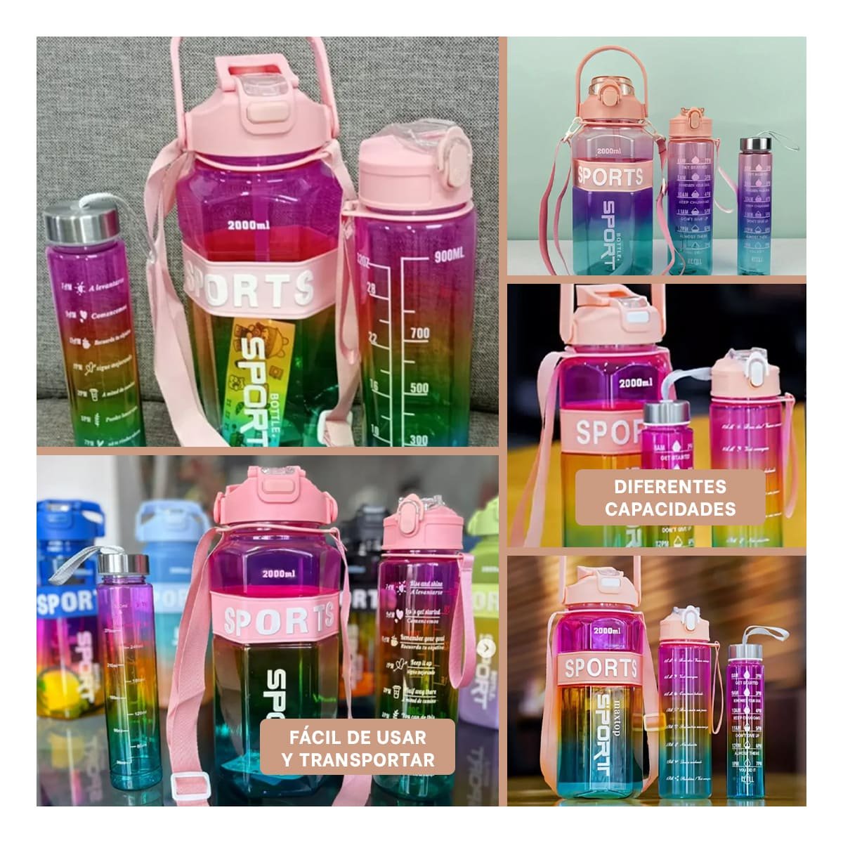 PACK4 COPA TRIO TRANSPARENTE ROSADO CLARO MORADO Y VERDE RESISTENTE Y FACIL Y+REGALO STICKER - 2