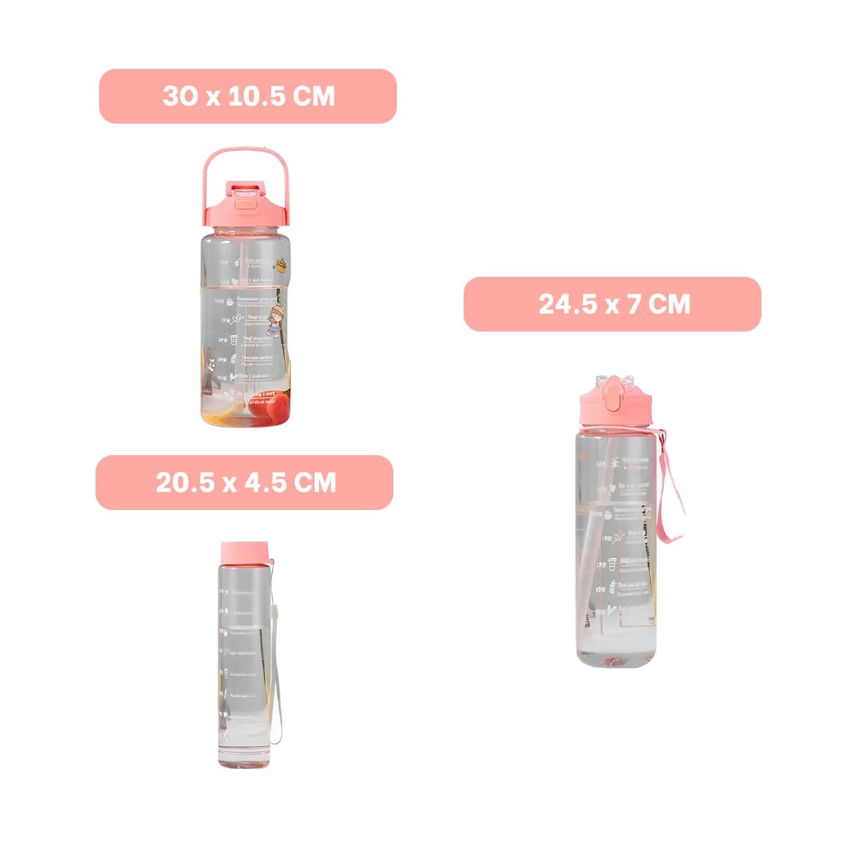 PACK12 JARRA TRIO TRANSPARENTE ROSADO CON TAPA HERMETICA DISEÑO OFICINA - 4
