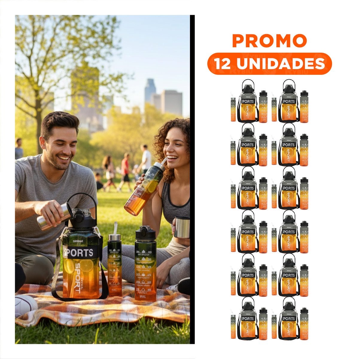 PACK12 JARRA TRIO TRANSPARENTE NEGRO AMARILLO Y NARANJA LIGERA Y COMODA Y+REGALO STICKER - 1