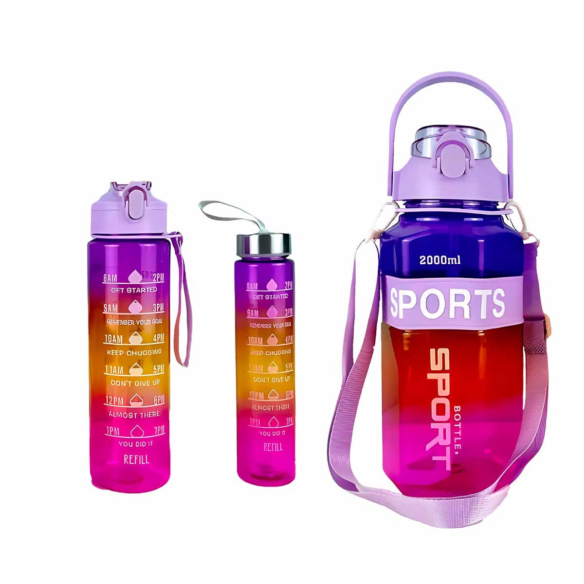 PACK6 JARRA TRIO TRANSPARENTE MORADO ROJO Y FUCSIA MANTIENE BEBIDAS Y+REGALO STICKER - 2