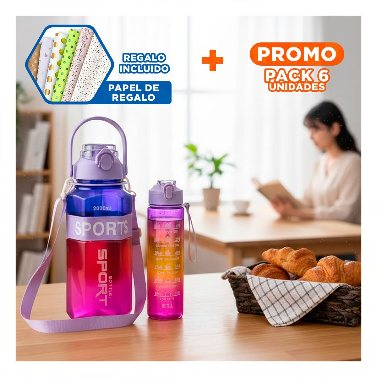 PACK6 COPA TRIO TRANSPARENTE MORADO ROJO Y FUCSIA DOBLE PARED CONSERVA Y+PAPEL REGALO - 1