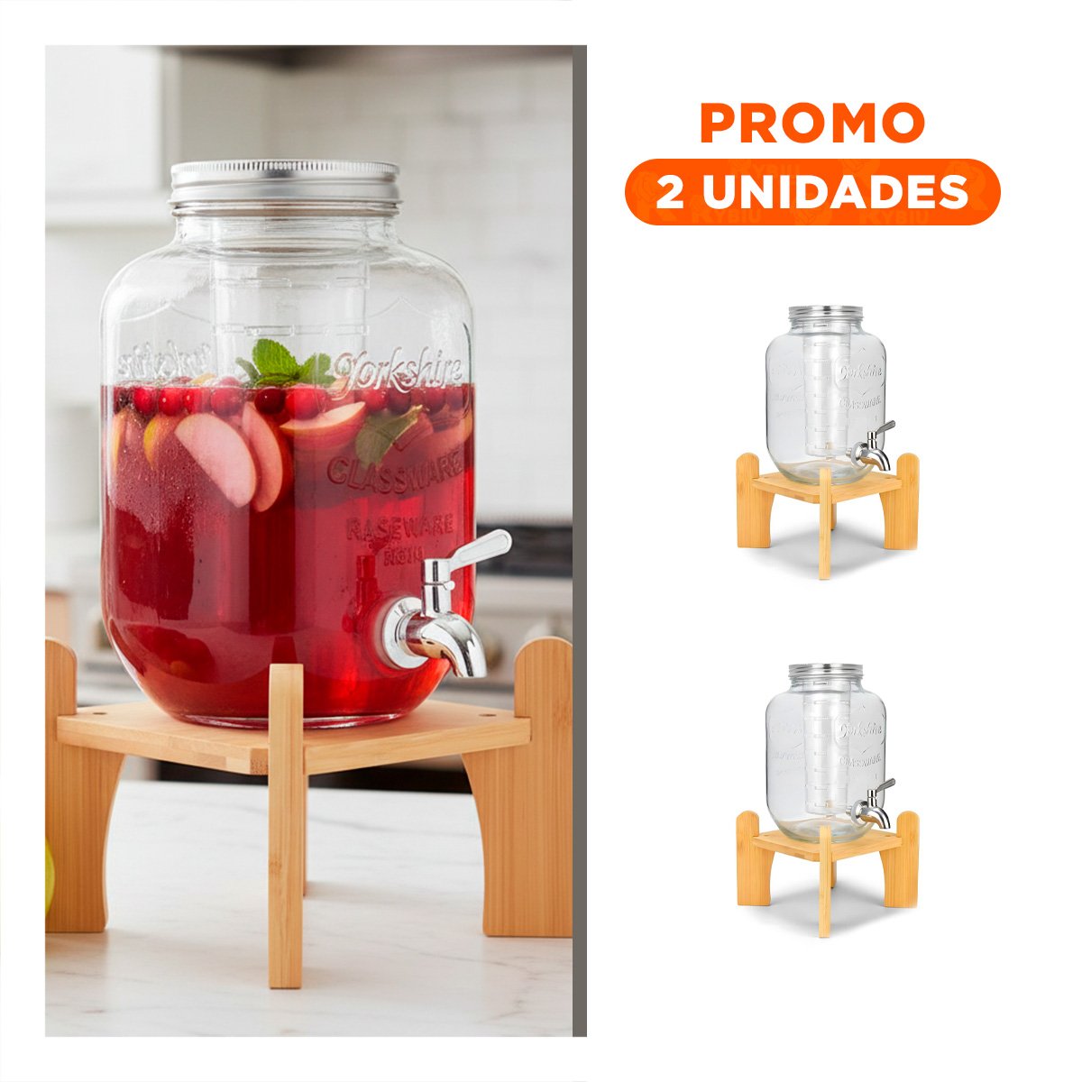 PACK2 SERVIDOR PARA HOGAR 4L CON BASE DE MADERA Y TAPA METAL TRANSPARENTE - 1