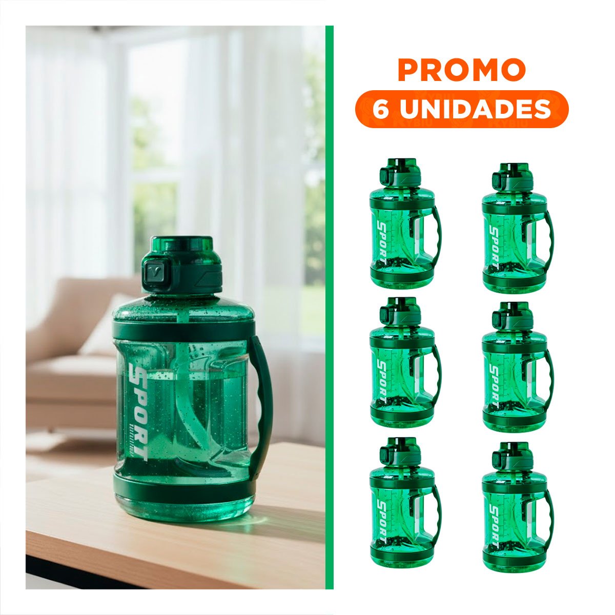 PACK6 COPA BIDON VERDE RESISTENTE Y FACIL DE LIMPIAR TODOS LOS DIAS - 1