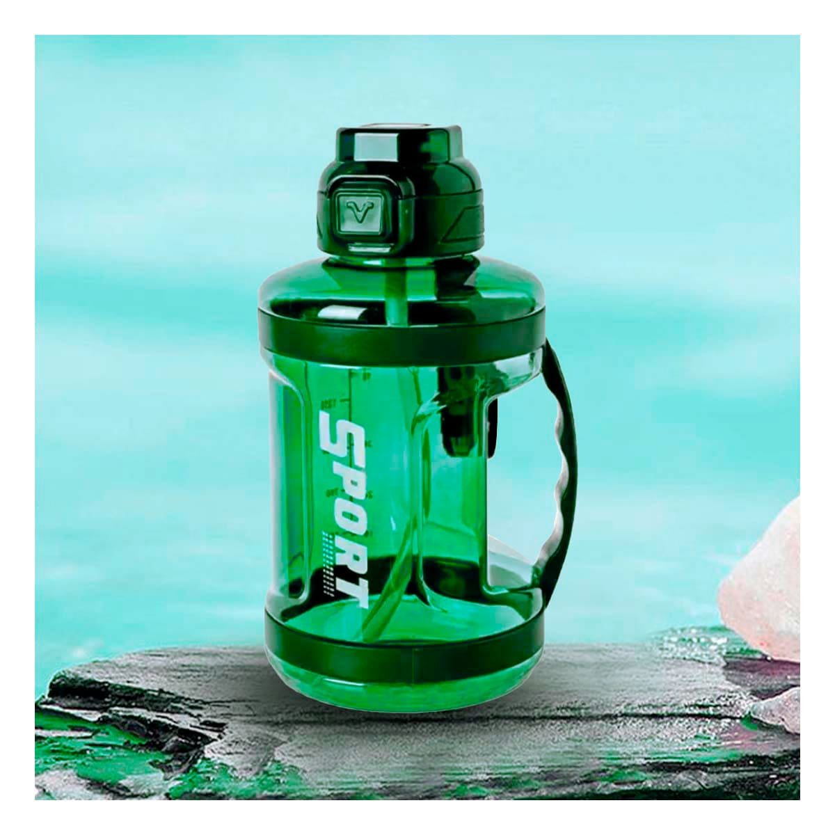 BOTELLA BIDON VERDE CON TAPA HERMETICA FACIL DE ABRIR Y CERRAR Y+REGALO STICKER - 5