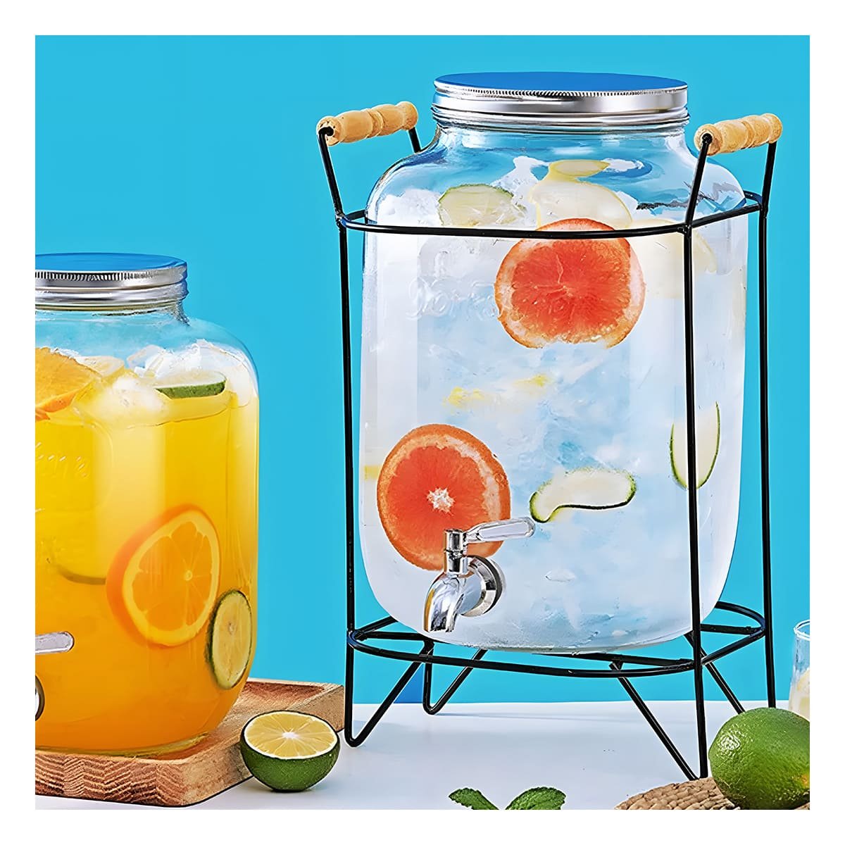 JARRA TRANSPARENTE 5 L CON BASE METALICA NEGRA PARA BEBIDAS CASERAS Y+POST IT - 3
