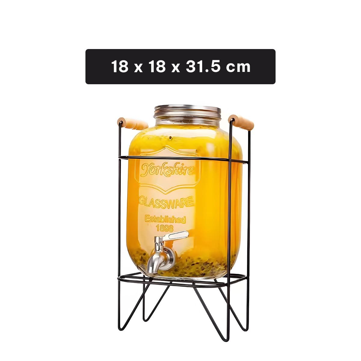 JARRA DISPENSADORA DE BEBIDA 4L CON BASE METALICA NEGRO TRANSPARENTE Y+PAPEL REGALO - 4