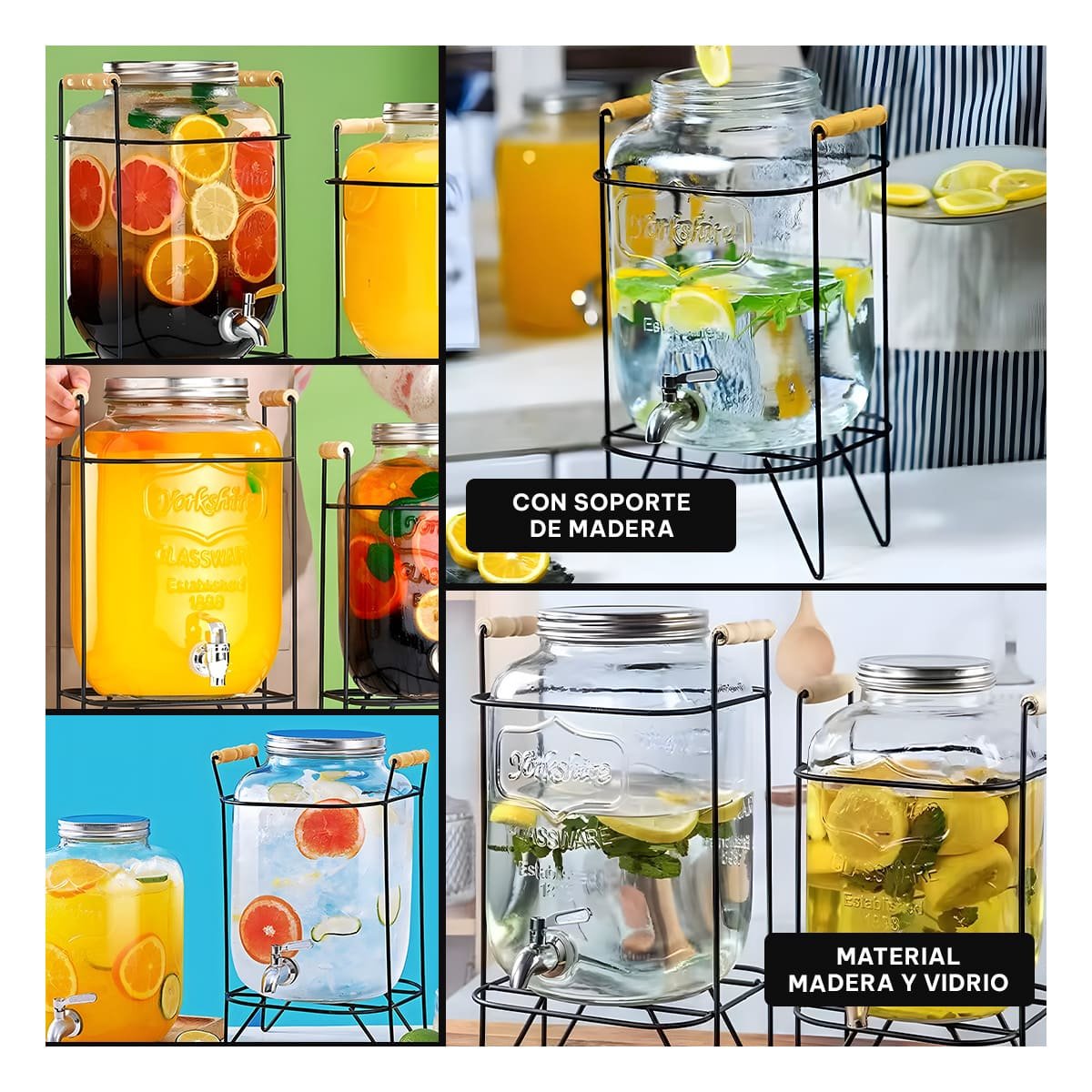 CONTENEDOR TRANSPARENTE 5 L CON BASE METALICA NEGRA PARA ATENCION DE VISITAS Y+LIGAS REGALO - 5