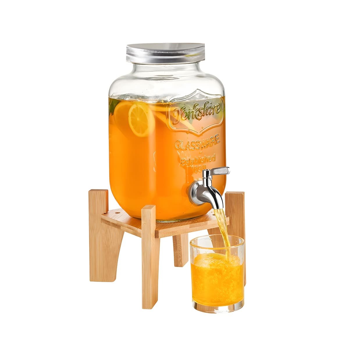 CONTENEDOR PARA HOGAR 4L CON BASE DE MADERA Y TAPA METAL TRANSPARENTE Y+PAPEL REGALO - 1