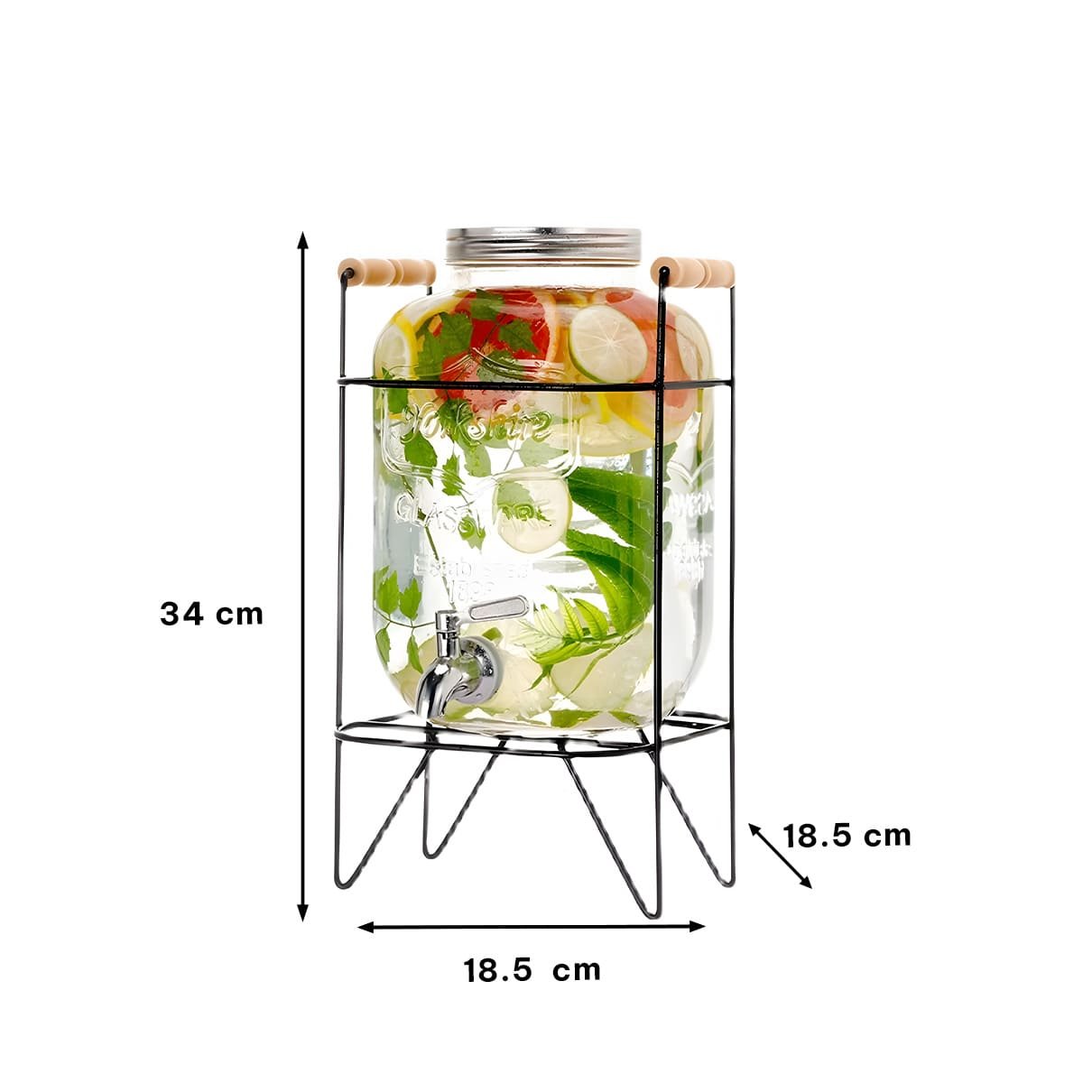 JARRA TRANSPARENTE 5 L CON BASE METALICA NEGRA PARA CELEBRACIONES - 4