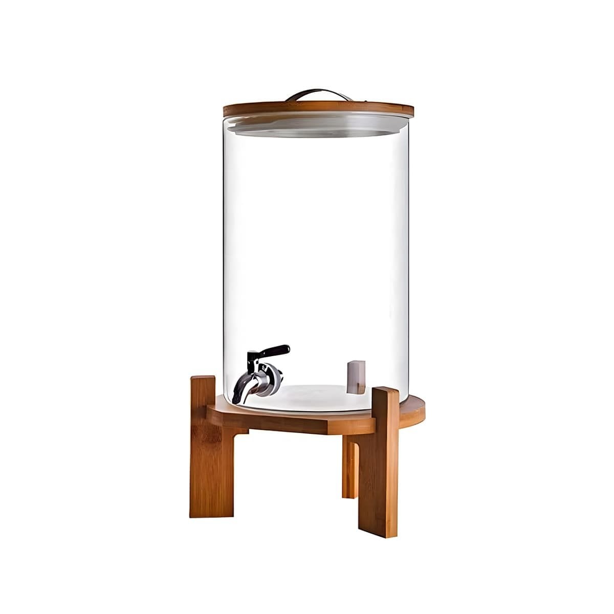 TANQUE DE BEBIDA 10L CON BASE DE MADERA TRANSPARENTE PARA EVENTOS Y+PAPEL REGALO - 1