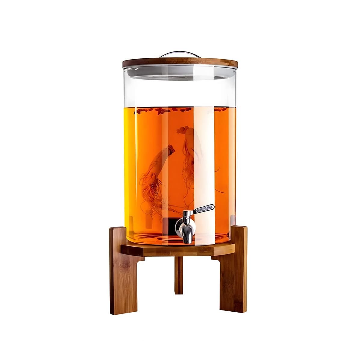 VASIJA DE BEBIDA 10L CON BASE DE MADERA TRANSPARENTE PARA HOGAR Y+REGALO STICKER - 3