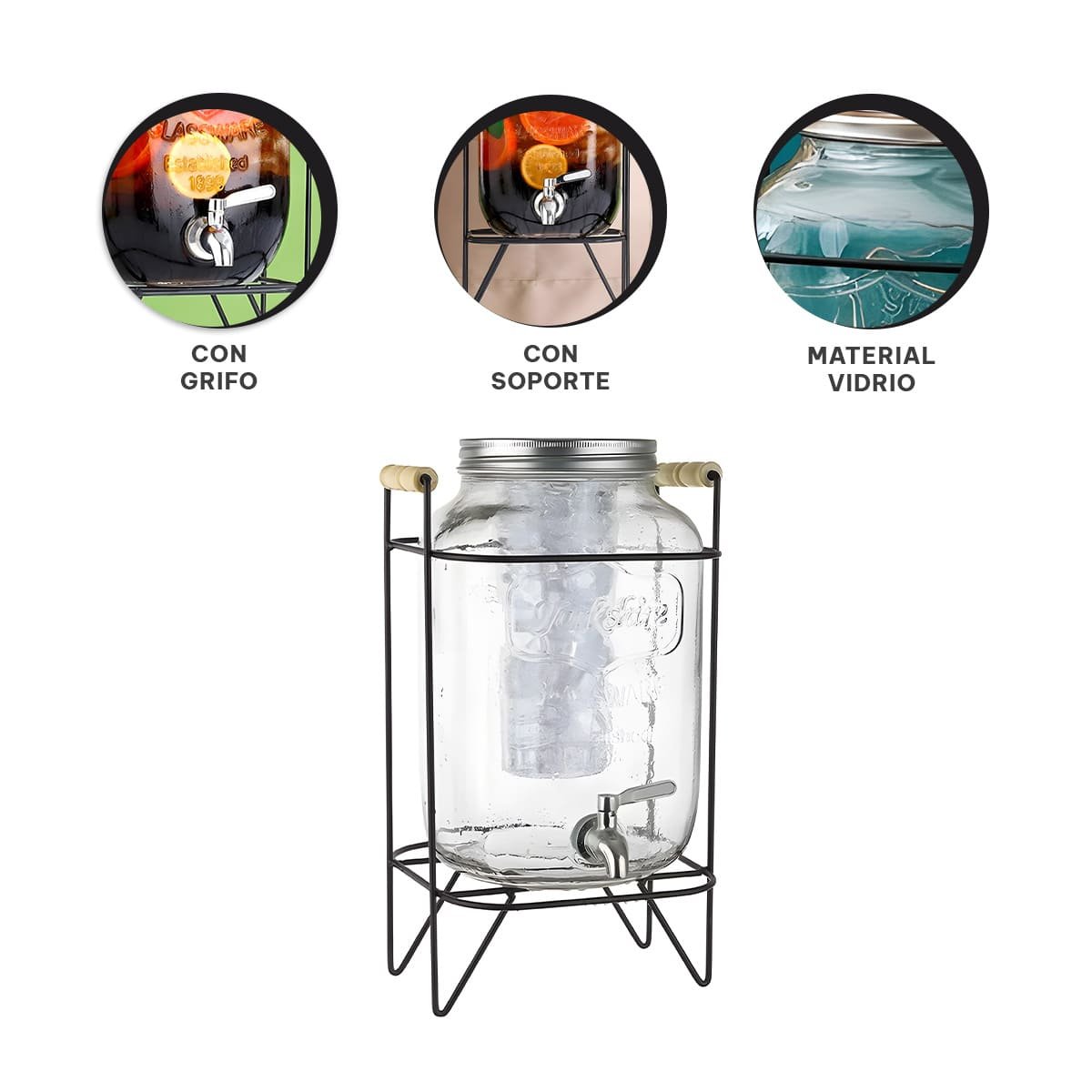 SISTEMA PARA BEBIDA 4L CON BASE METALICA NEGRO TRANSPARENTE - 3