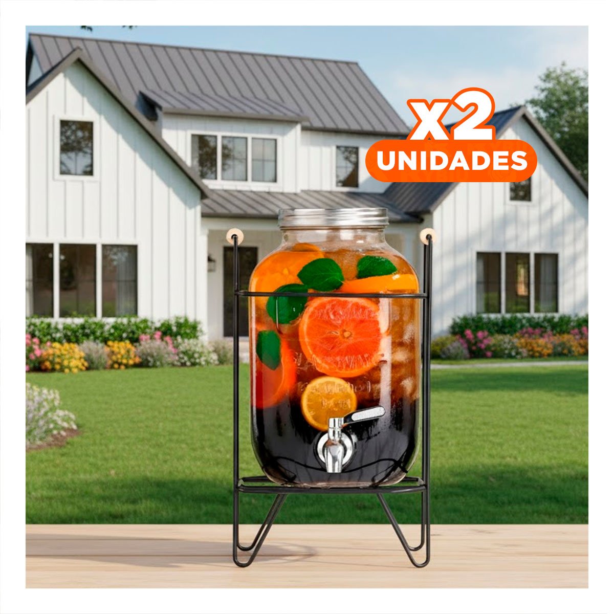 PACK2 EXHIBIDOR DE BEBIDA 4L CON BASE METALICA NEGRO TRANSPARENTE Y+REGALO STICKER - 1