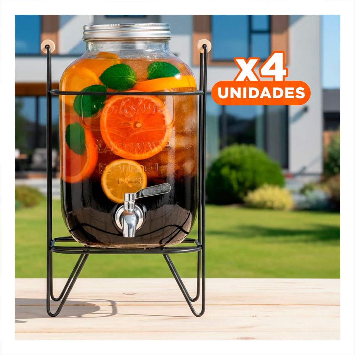 PACK4 ESTILO MODERNO DISPENSADOR DE BEBIDA 4L NEGRO TRANSPARENTE - 1
