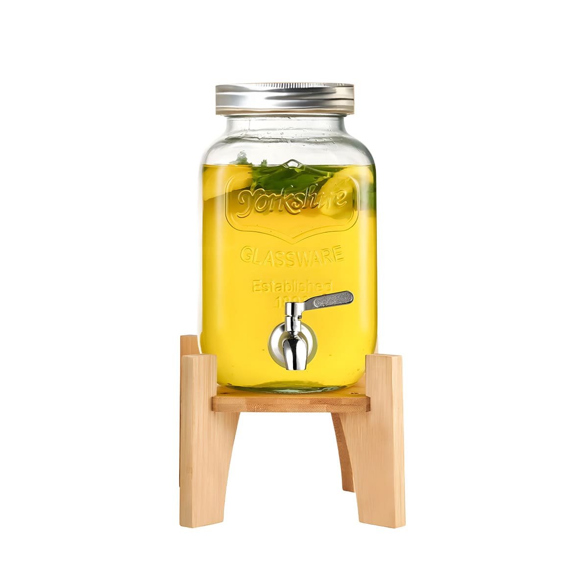 RECIPIENTE PARA HOGAR 4L CON BASE DE MADERA Y TAPA METAL TRANSPARENTE Y+REGALO STICKER - 3
