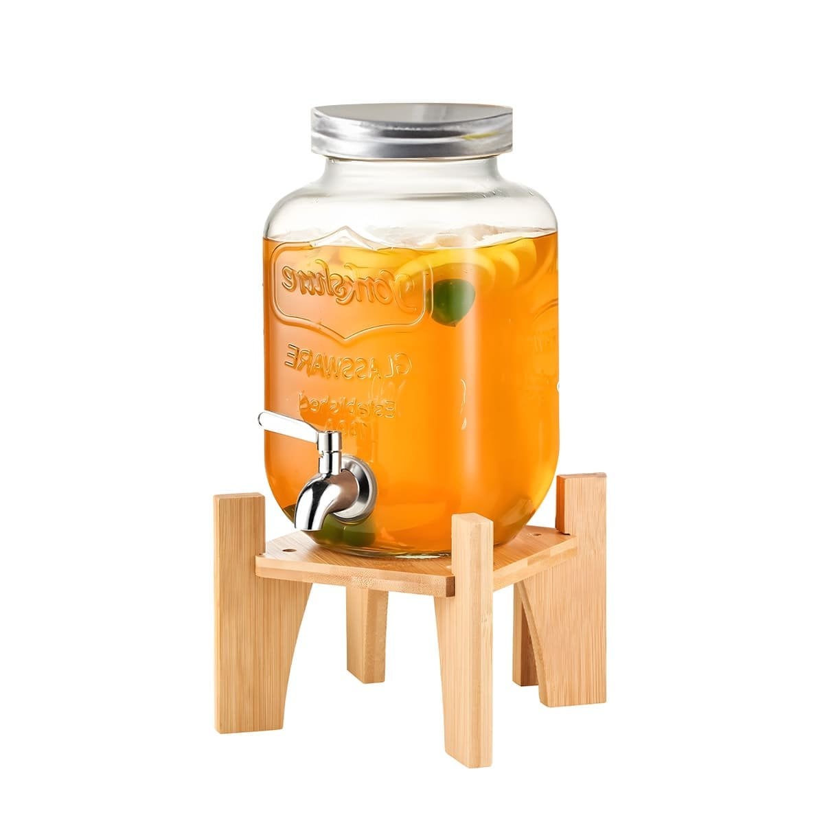 JARRA PARA HOGAR 4L CON BASE DE MADERA Y TAPA METAL TRANSPARENTE Y+LIGAS REGALO - 3