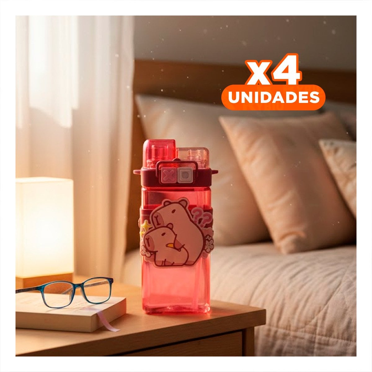 PACK4 COPA DOBLE CHUPON CON CORREA ROSADO MANTIENE BEBIDAS FRIAS - 1